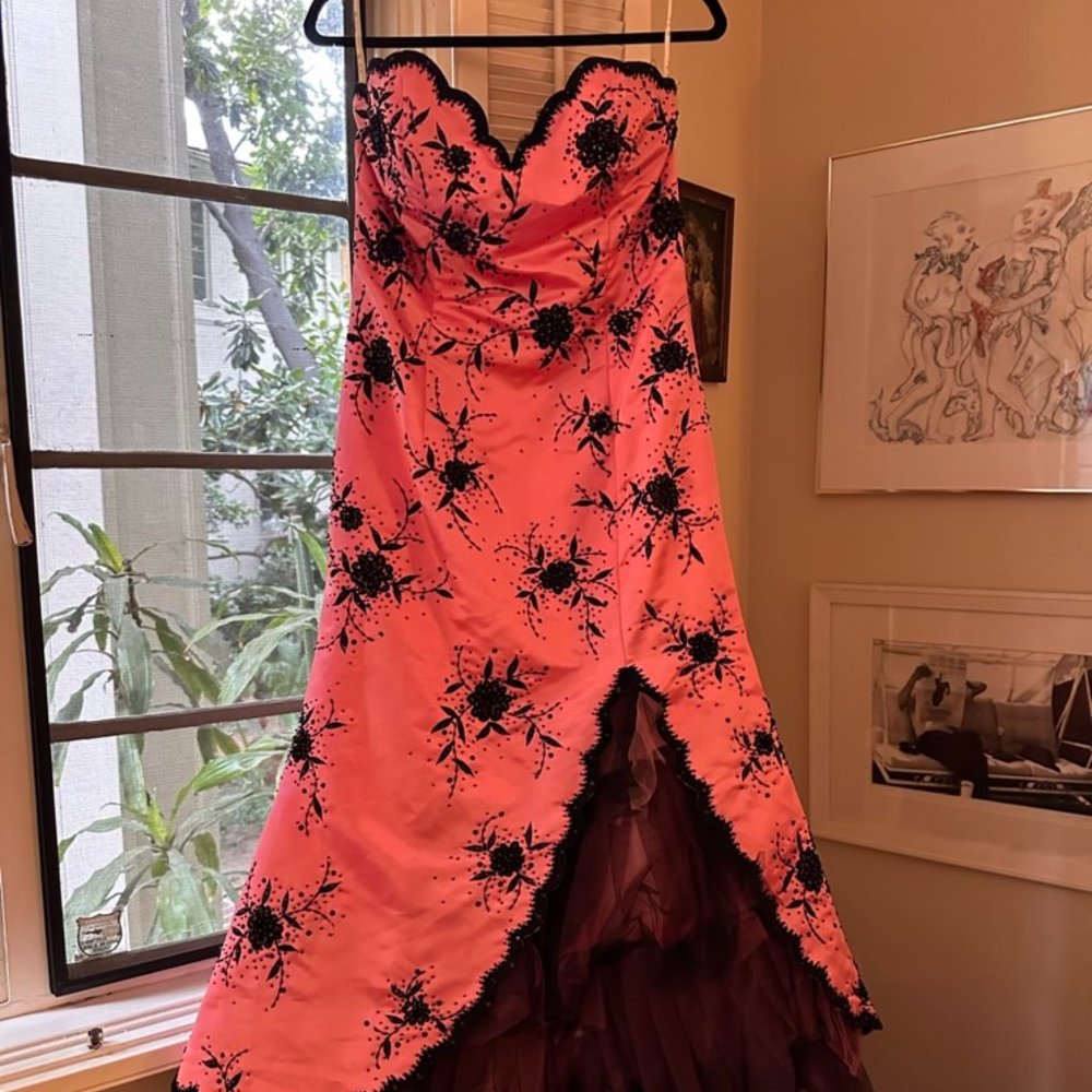 Pink Costume Dress With Black Beading